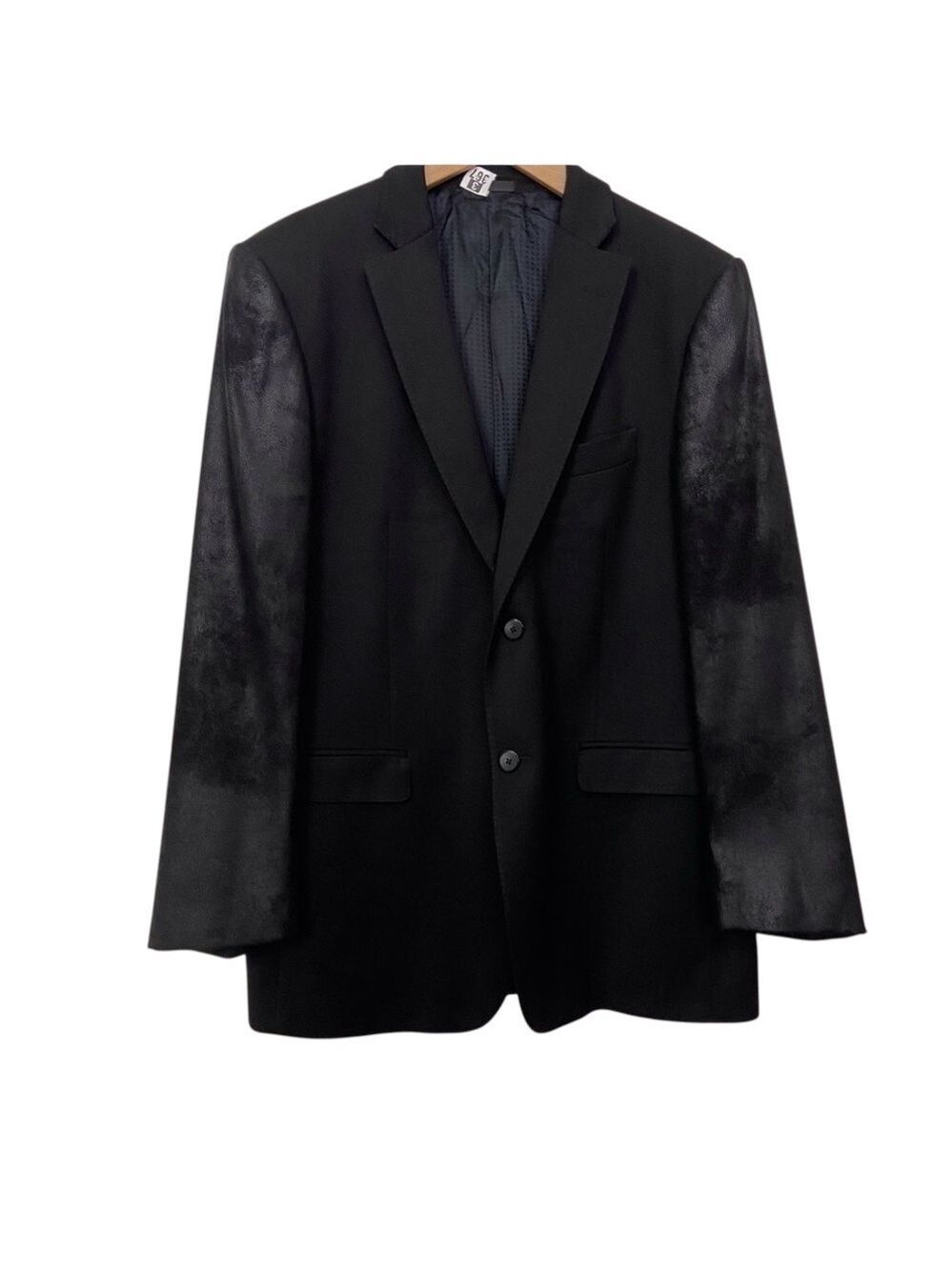 Pal zileri Lab black blazer slim fit wool blend bi-material shinny sleeve siz 54